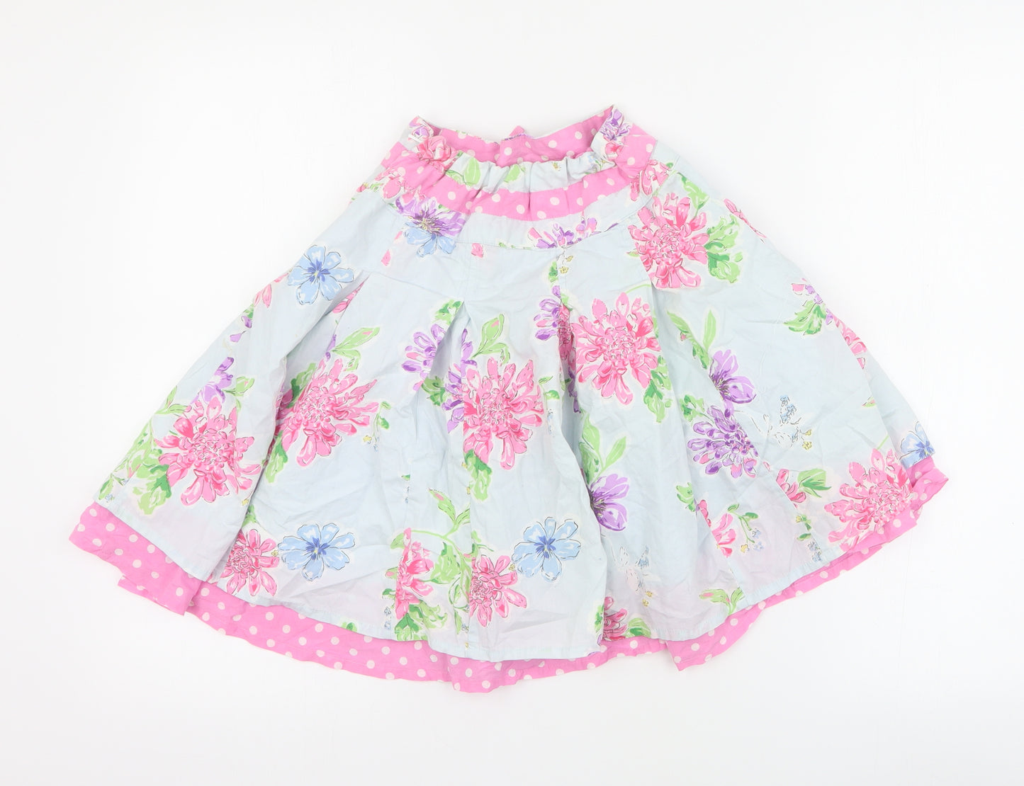 NEXT Girls Blue Floral 100% Cotton A-Line Skirt Size 8 Years  Regular Zip