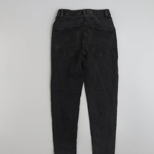 Matalan Girls Grey  Cotton Straight Jeans Size 11 Years  Slim Zip - Distressed