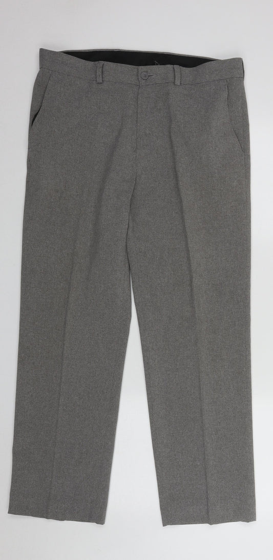BHS Mens Grey  Polyester Trousers  Size 34 in L28 in Regular Zip