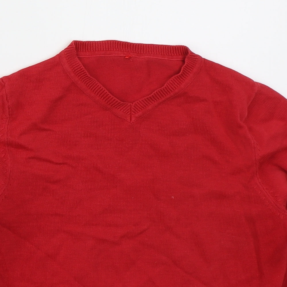 George Boys Red V-Neck  Cotton Pullover Jumper Size 5-6 Years  Pullover