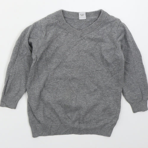 TU Boys Grey V-Neck  Cotton Pullover Jumper Size 5 Years  Pullover