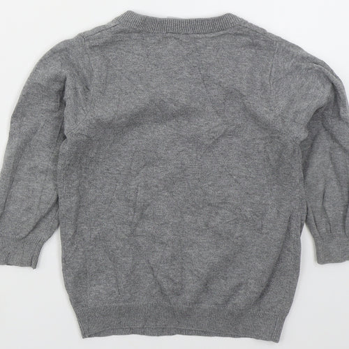 TU Boys Grey V-Neck  Cotton Pullover Jumper Size 5 Years  Pullover
