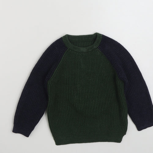 Matalan Boys Green Crew Neck  Cotton Pullover Jumper Size 3-4 Years  Pullover