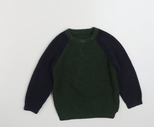 Matalan Boys Green Crew Neck  Cotton Pullover Jumper Size 3-4 Years  Pullover