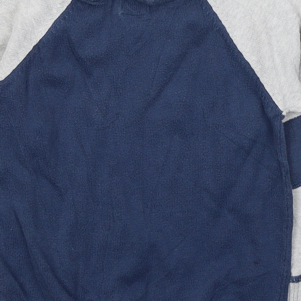F&F Boys Blue Round Neck Colourblock Cotton Pullover Jumper Size 2-3 Years  Pullover