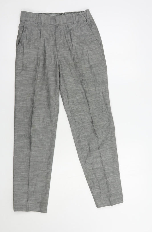 Marks and Spencer Boys Grey  Cotton Dress Pants Trousers Size 10-11 Years  Regular Hook & Loop