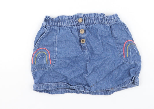 George Girls Blue  Cotton Mini Skirt Size 3-4 Years  Regular  - Rainbow