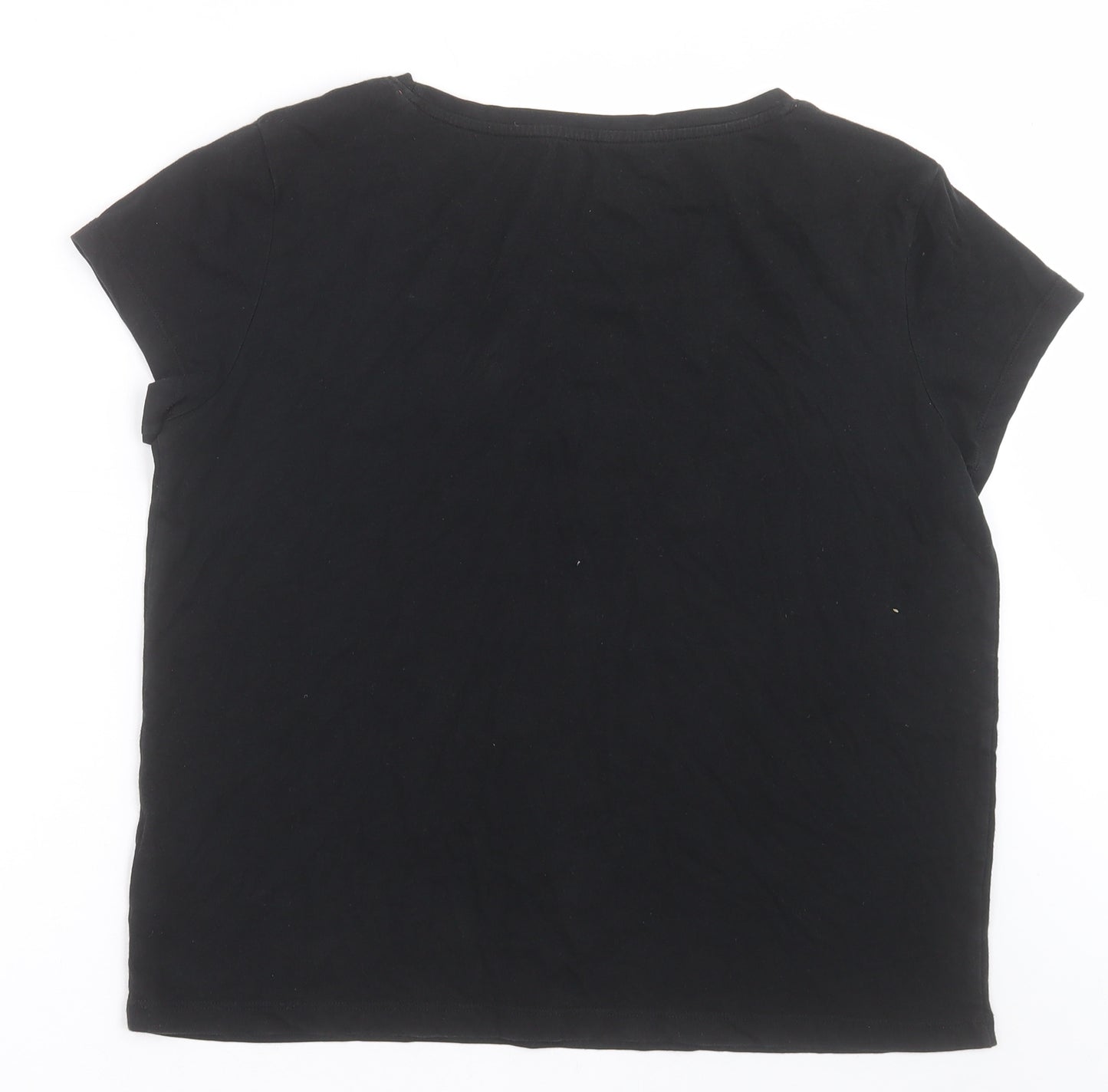 Crivit Womens Black  Cotton Basic T-Shirt Size M Crew Neck Pullover