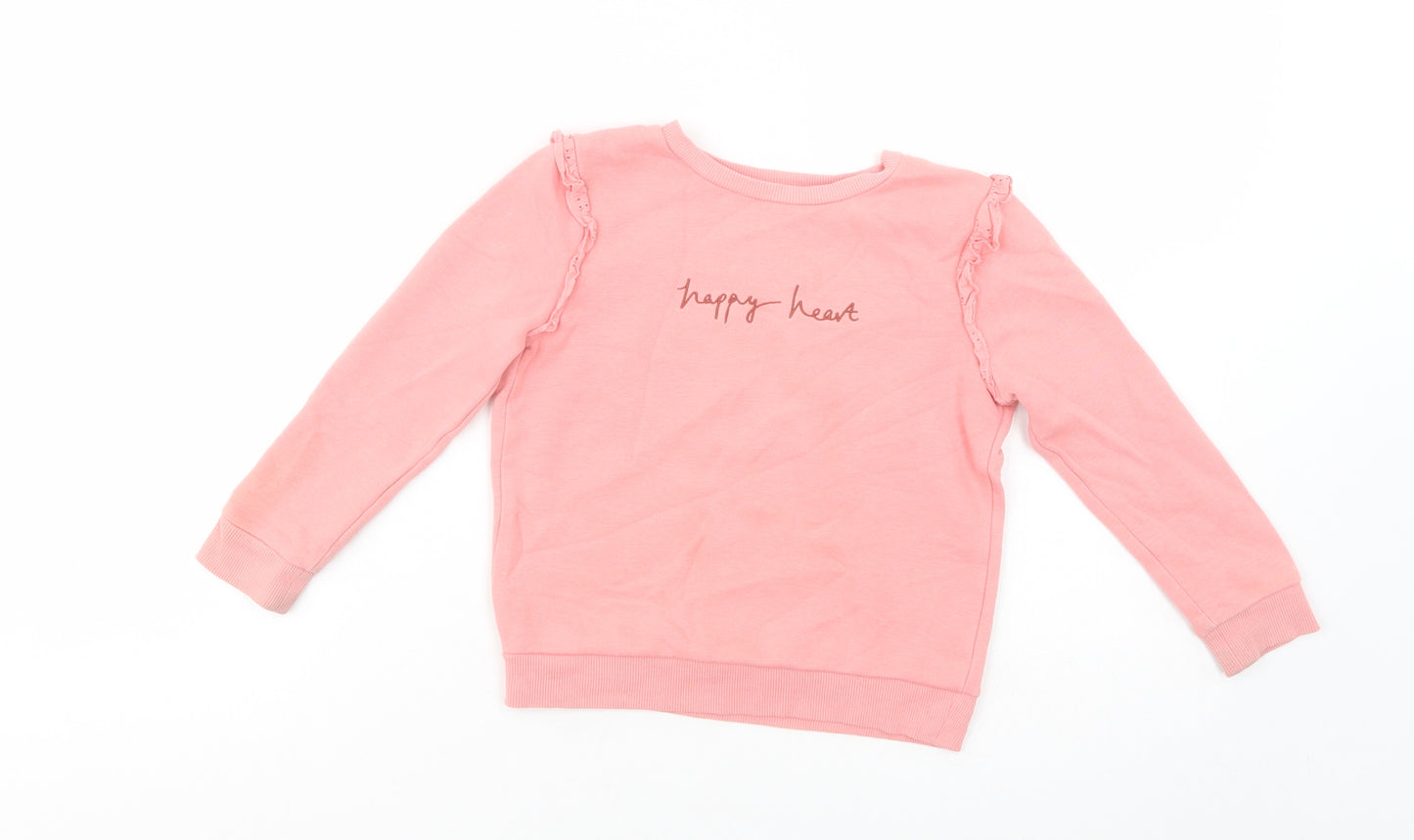 George Girls Pink  Cotton Pullover Sweatshirt Size 4-5 Years  Pullover - Happy Heart
