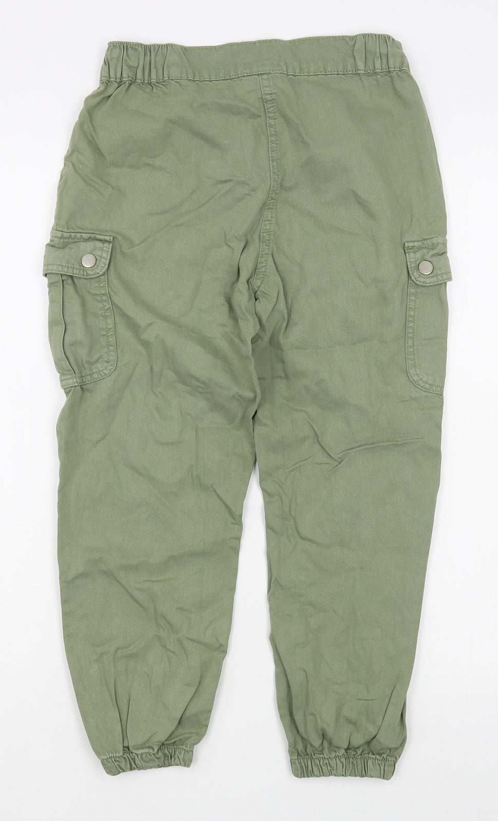 Matalan Girls Green  Cotton Cargo Trousers Size 9 Months  Regular Zip