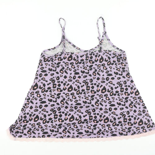 Studio Womens Purple Animal Print Cotton Cami Pyjama Top Size 12