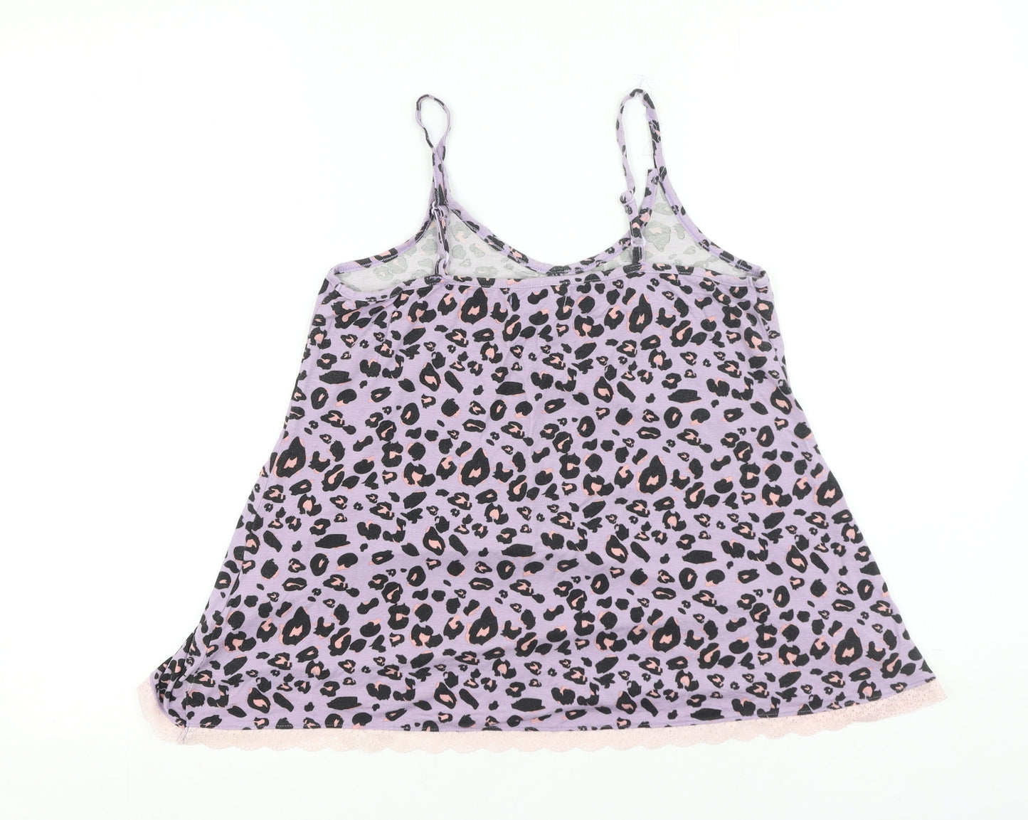 Studio Womens Purple Animal Print Cotton Cami Pyjama Top Size 12