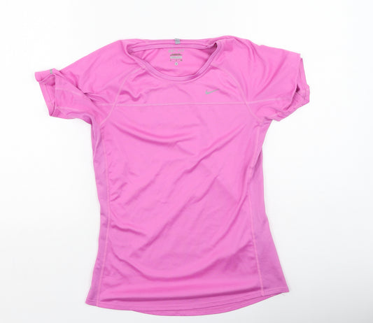 Nike Womens Pink  Polyester Basic T-Shirt Size S Round Neck