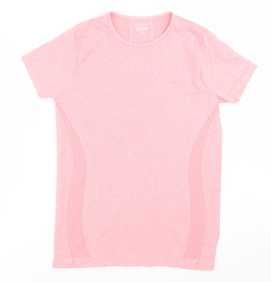 Dunnes Stores Womens Pink  Polyester Basic T-Shirt Size S Crew Neck Pullover