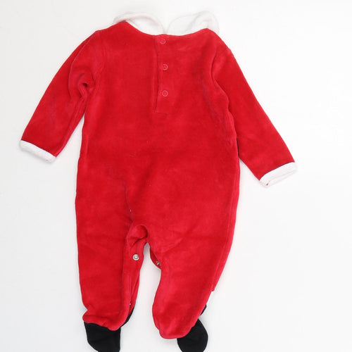Dunnes Stores Boys Red  Cotton Babygrow One-Piece Size 0-3 Months  Button - Santa Claus