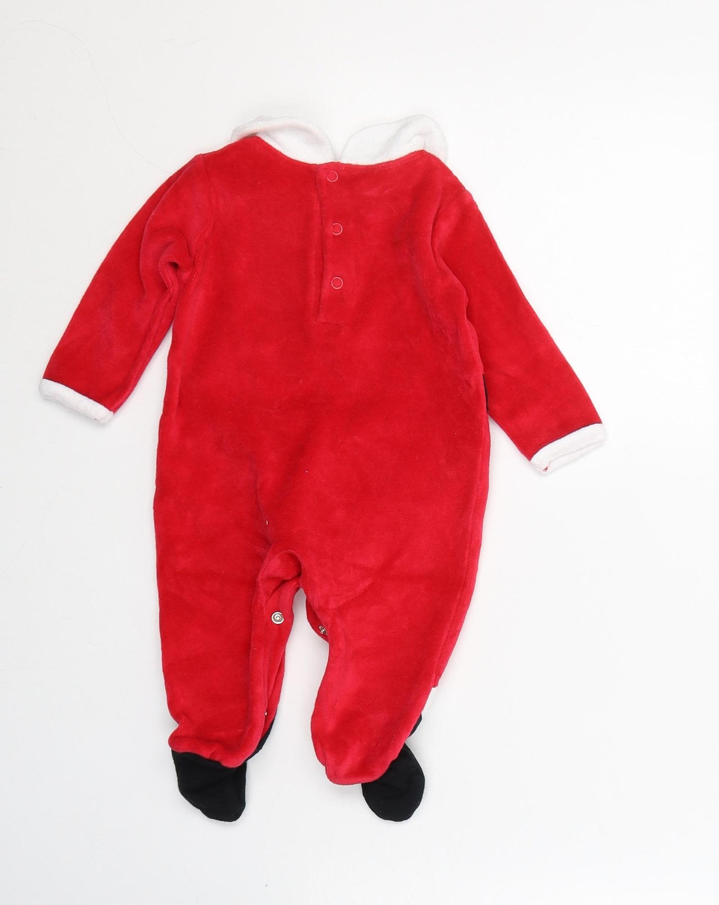 Dunnes Stores Boys Red  Cotton Babygrow One-Piece Size 0-3 Months  Button - Santa Claus