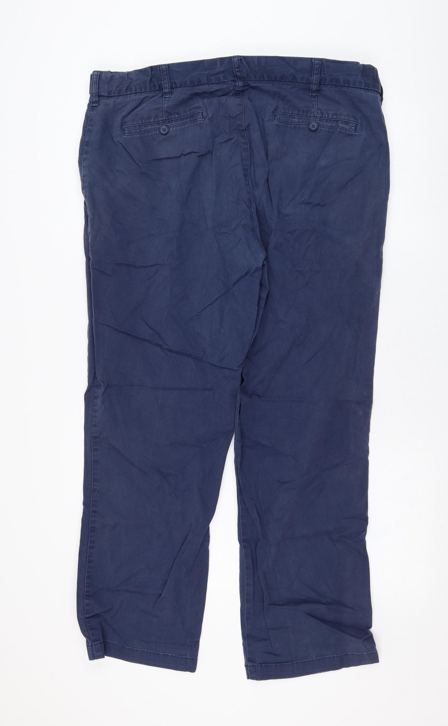 Dunnes Stores Mens Blue  Cotton Chino Trousers Size 38 in L27 in Regular Zip