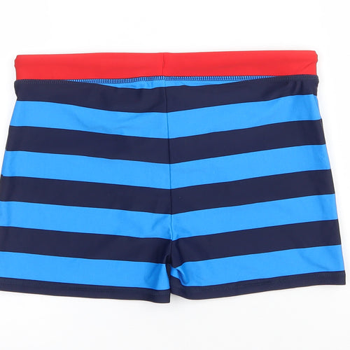 Marks and Spencer Boys Blue Striped Polyamide Compression Shorts Size 12 Years  Regular Drawstring - Swimshorts 12-13 years