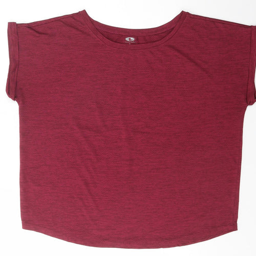 Athletic Work Womens Red  Polyester Basic T-Shirt Size L Crew Neck  - gym pilates Yoga