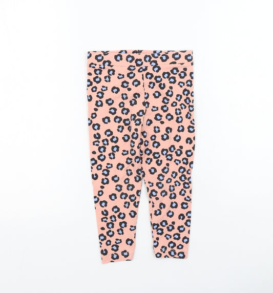 Studio Girls Pink Animal Print Cotton Jegging Trousers Size 2-3 Years  Regular