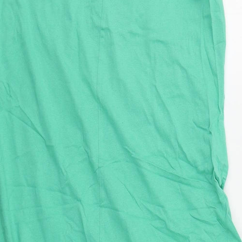 bonprix Womens Green  Cotton Tank Dress  Size L  Scoop Neck Pullover - Paradise