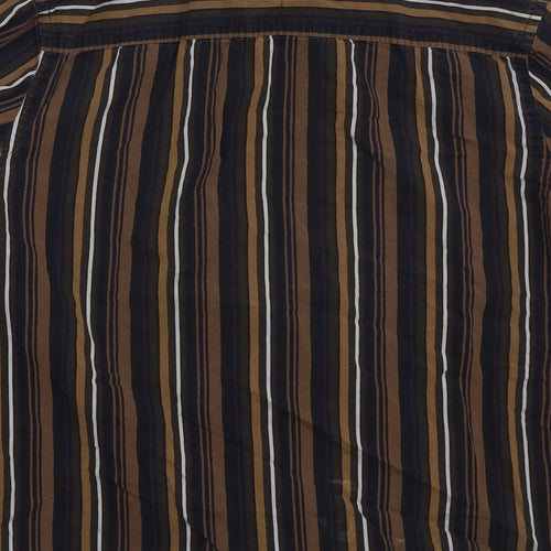 Sonneti Mens Brown Striped Cotton  Button-Up Size L Collared Button