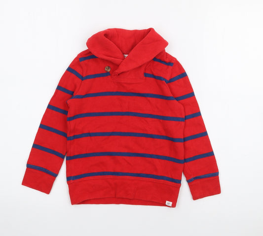 Gap Boys Red Roll Neck Striped Cotton Pullover Jumper Size 4 Years