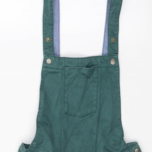 Fat Face Girls Green  Cotton Pinafore/Dungaree Dress  Size 12-13 Years  Square Neck Button
