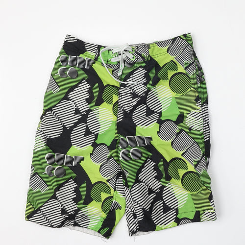 Surf 65 Central Mens Green Geometric Polyester Athletic Shorts Size M L11 in Regular Tie