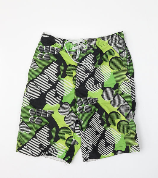 Surf 65 Central Mens Green Geometric Polyester Athletic Shorts Size M L11 in Regular Tie