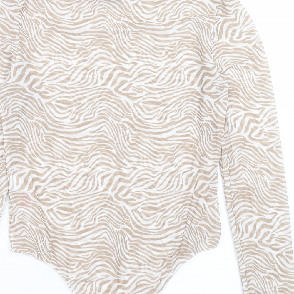 Primark Womens Beige Animal Print Polyester Bodysuit One-Piece