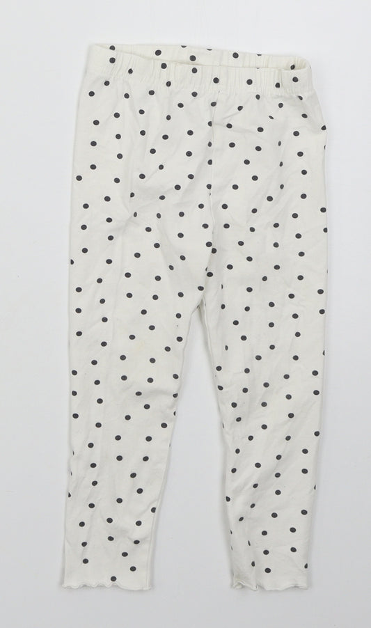 George Girls White Polka Dot Cotton Carrot Trousers Size 3-4 Years  Regular