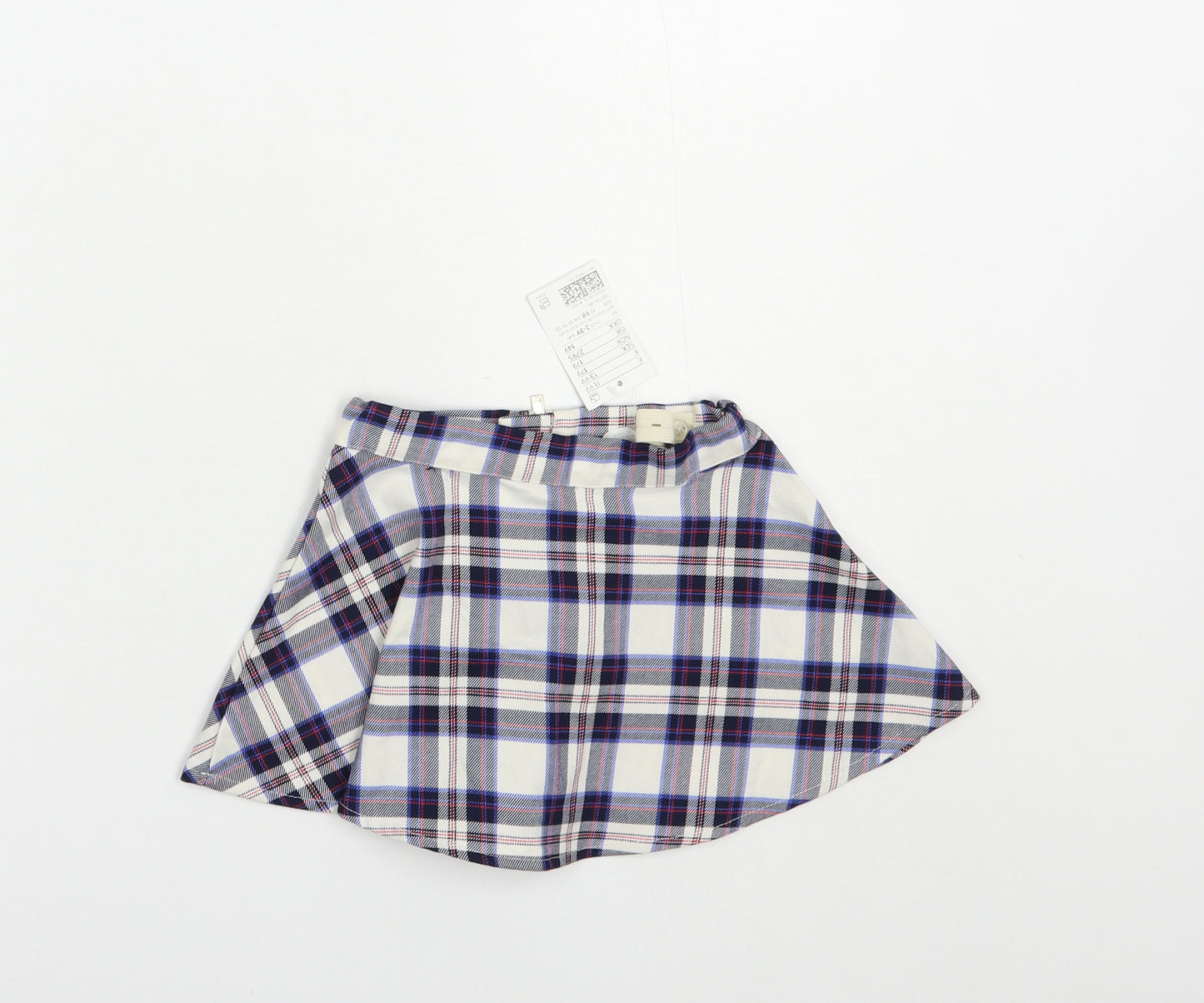 H&M Girls Blue Plaid Polyester Skater Skirt Size 2-3 Years  Regular