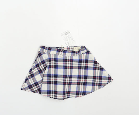 H&M Girls Blue Plaid Polyester Skater Skirt Size 2-3 Years  Regular