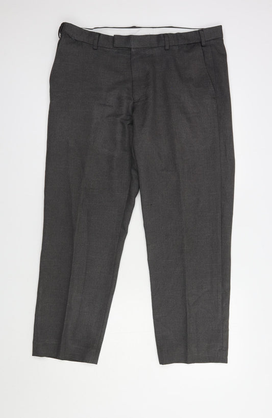 Dunnes Stores Mens Grey  Polyester Dress Pants Trousers Size 36 in L28 in Regular Hook & Loop