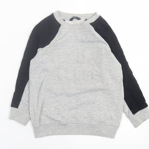 George Boys Grey Crew Neck  Cotton Pullover Jumper Size 5-6 Years  Pullover