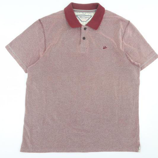 Debenhams Mens Red  Cotton  Polo Size L Collared Button