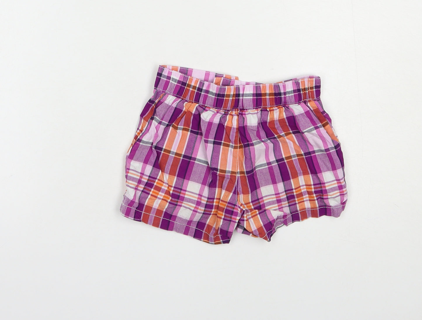 Gymboree Girls Purple Plaid Cotton Bermuda Shorts Size 4 Years  Regular Buckle