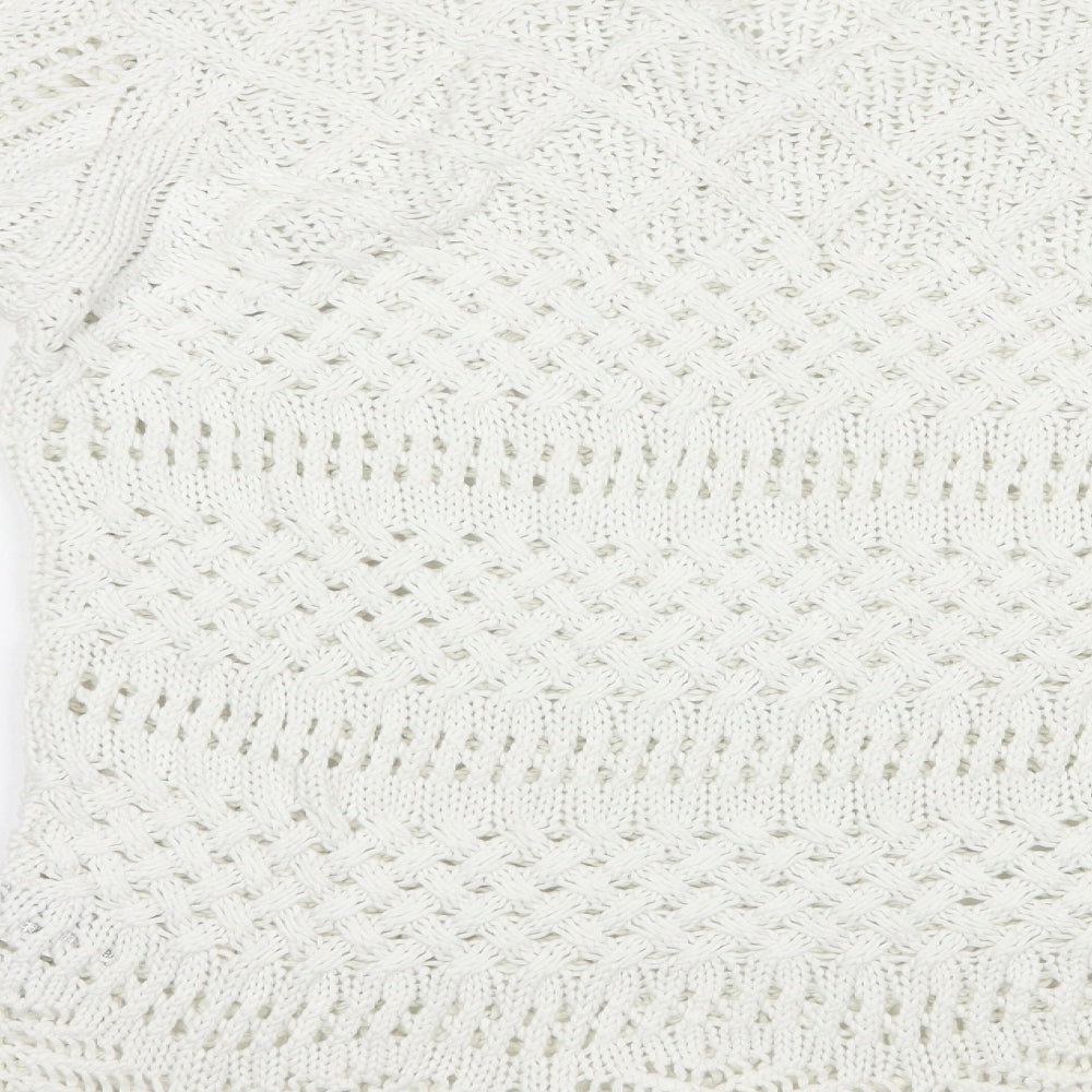 Amaryllis Womens White V-Neck  Cotton Pullover Jumper Size XL