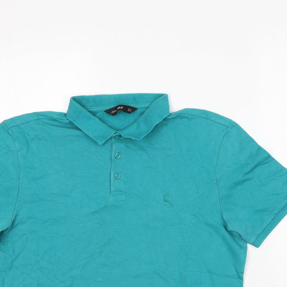 F&F Mens Green  Polyester  Polo Size M Collared