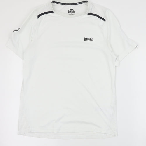 Lonsdale Mens White  100% Polyester Basic T-Shirt Size S Crew Neck Pullover