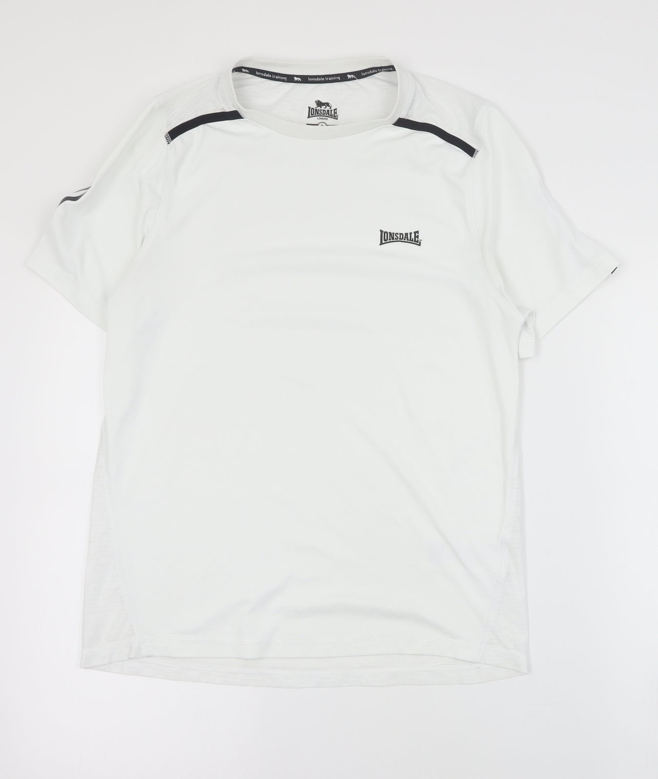 Lonsdale Mens White  100% Polyester Basic T-Shirt Size S Crew Neck Pullover