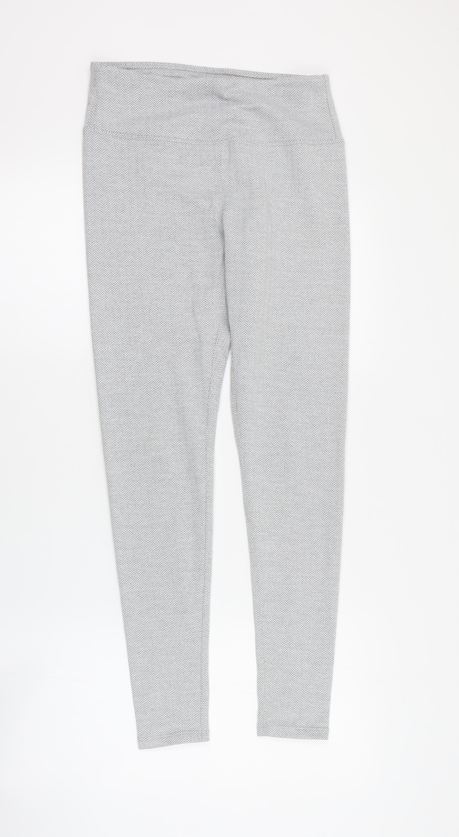 Kyodan Womens Grey Geometric Polyester Cropped Leggings Size S L28