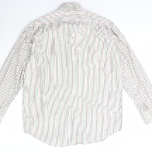Magee Mens Ivory Striped Cotton  Dress Shirt Size 16 Collared