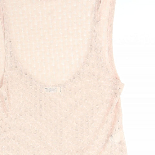 Garage Womens Pink  Polyester Basic T-Shirt Size XS Scoop Neck