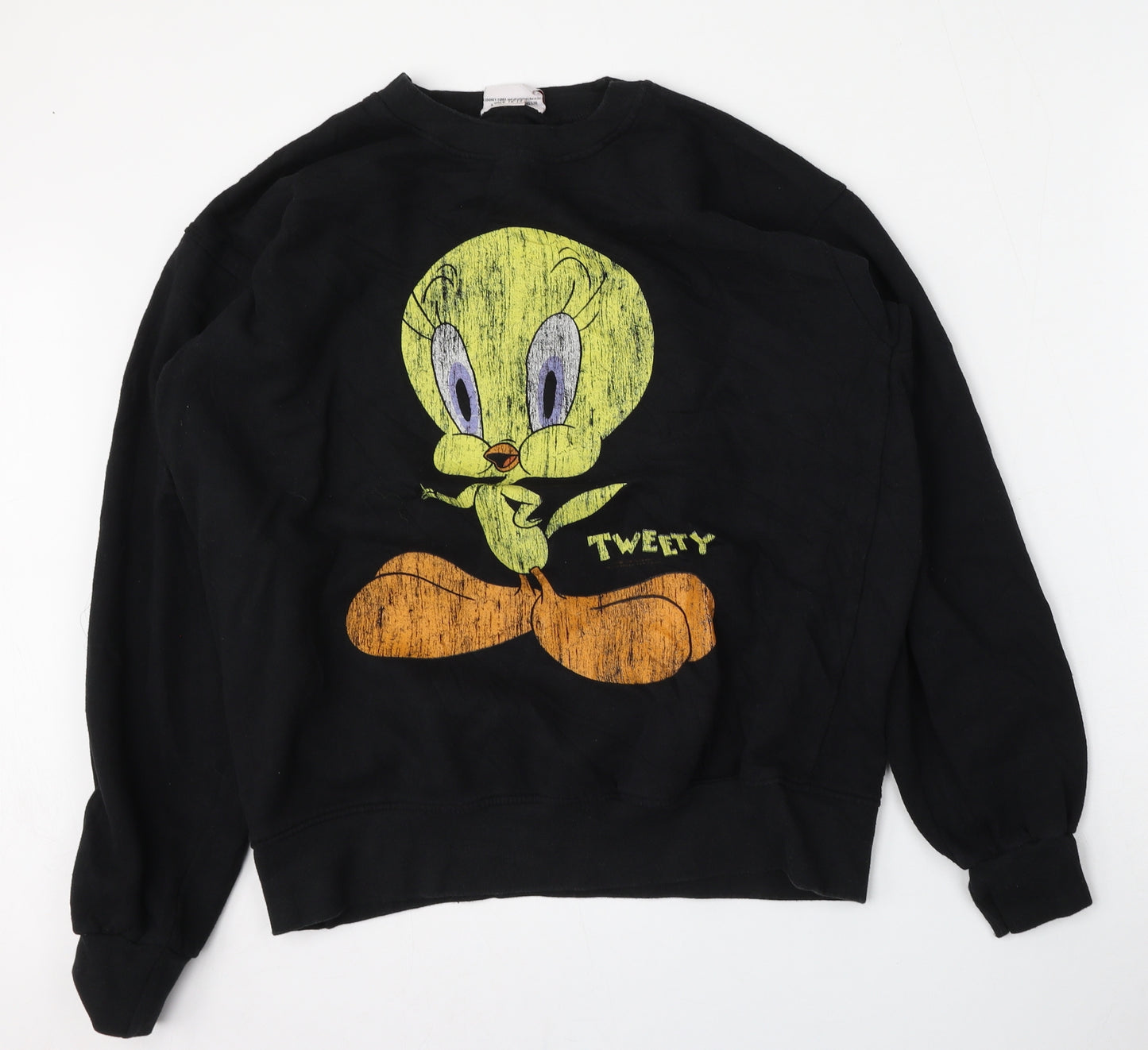 Looney Toons Womens Black  Cotton Pullover Sweatshirt Size 12