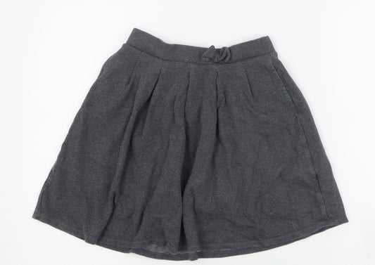 Marks and Spencer Girls Grey  Cotton Skater Skirt Size 11-12 Years  Regular Zip