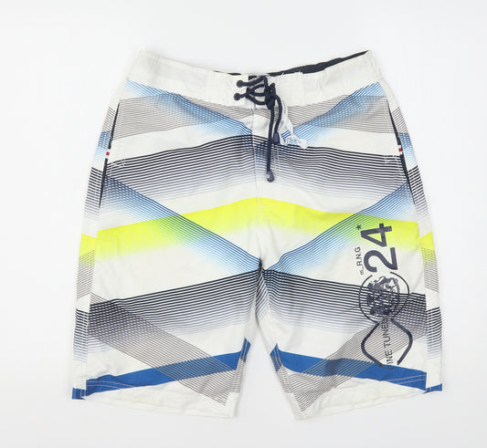 Premium Swimwear Mens Multicoloured Geometric Polyester Bermuda Shorts Size S L11 in Regular