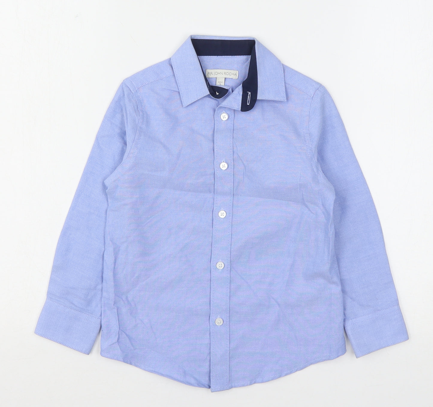John Rocha Boys Blue  Cotton Basic Button-Up Size 5 Years Collared