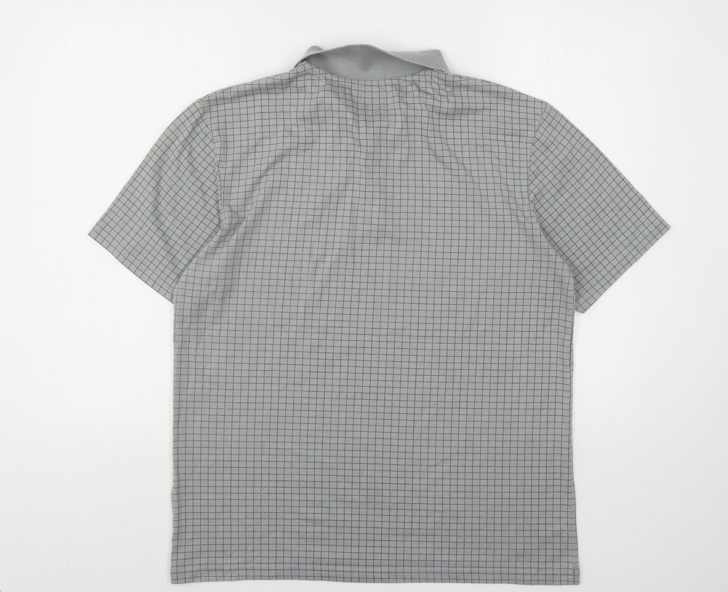 Slazenger Mens Grey Check Polyester  Polo Size M Collared